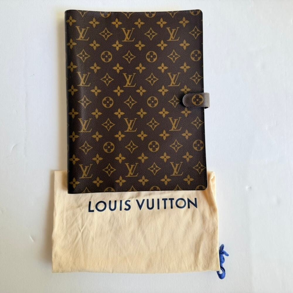 Louis Vuitton Monogram Large Desk Agenda Cover & Notepad RARE 2008 Bloc A4 EUC - Picture 16 of 16